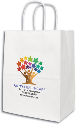 Custom White Handled Shopper Full Colour Paper Supply Bag