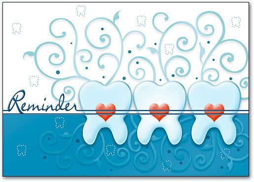 Three Teeth Hearts Postcard