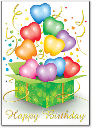 Birthday Box Balloons Postcard