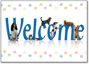 Welcome Colorful Paws Postcard