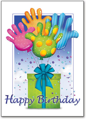 Gift Hand Balloons Birthday Postcard