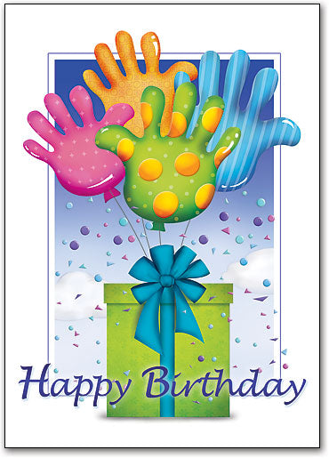 Gift Hand Balloons Birthday Postcard