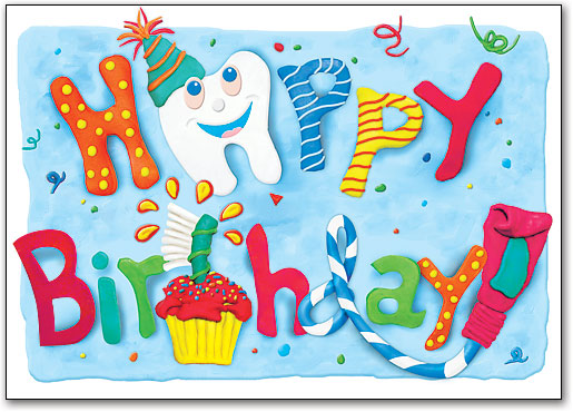 Colorful Dental Birthday Postcard