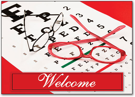 Red Glasses Welcome Postcard