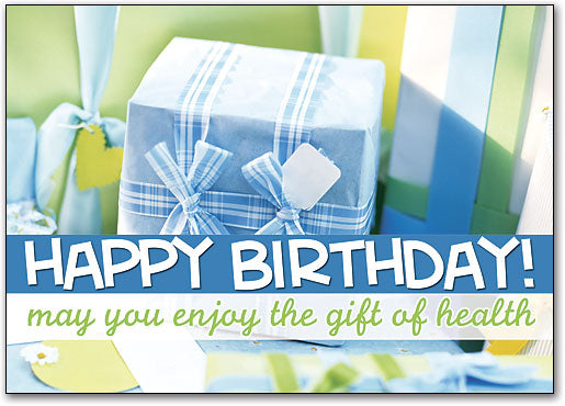 Blue Green Presents Birthday Postcard