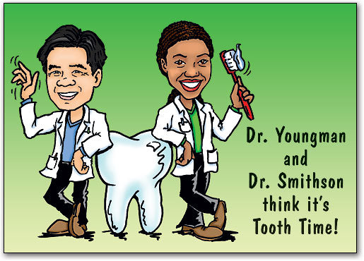 Lean Against Tooth Custom Caricature Postcard