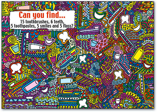 Find the Hidden Dental Items Postcard