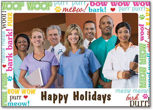 Bark Meow Vet Holiday Customisable Photo Postcard