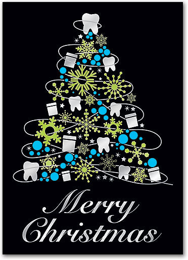 Floss and Teeth Tree Deluxe Holiday Postcard