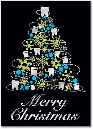 Floss and Teeth Tree Deluxe Holiday Postcard