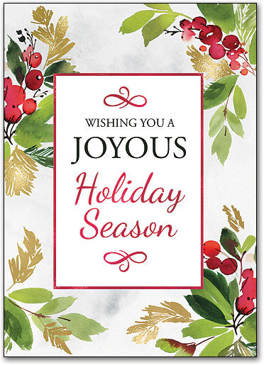 Holly Wishes Deluxe Postcard