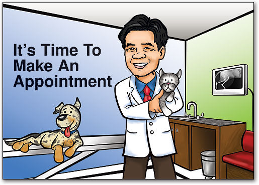 Caring Male Vet Custom Caricature Postcard