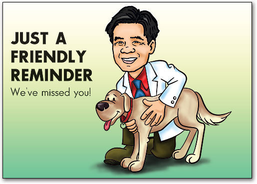 Hugging A Pup Custom Caricature Postcard