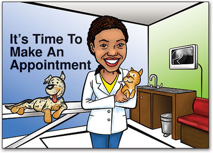 Caring Female Vet Custom Caricature Postcard