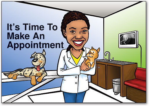 Caring Female Vet Custom Caricature Postcard