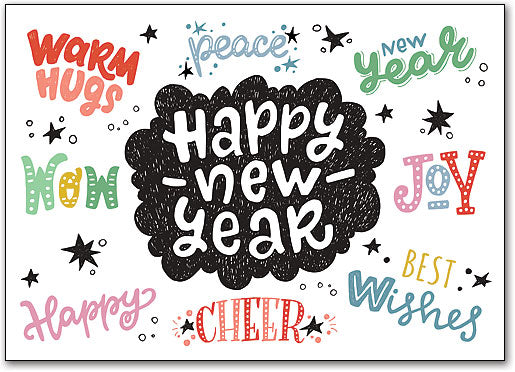 New Year Word Cloud Postcard