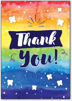 Rainbow Confetti Thanks Thank You Postcard