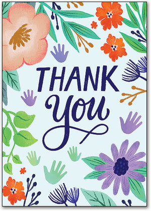 Flowers and Hands Thank You Postcard