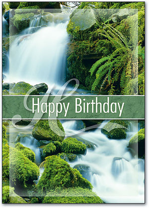 Lush Waterfall Birthday Postcard