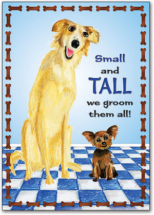 Small and Tall Grooming Postcard