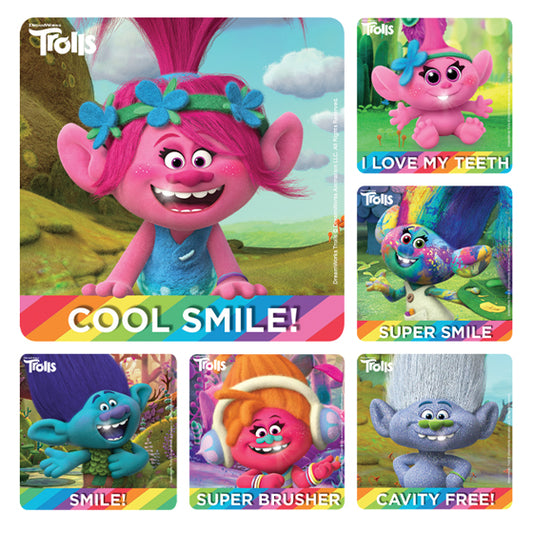 Trolls Dental Patient Stickers (100 roll)