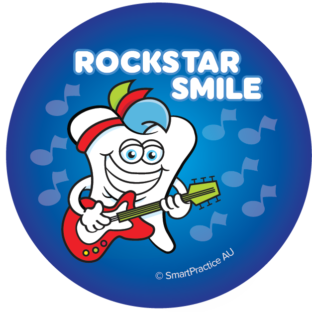 Rockstar Smile (Blue) Stickers (100pk)