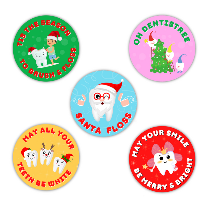 Assorted Dental Christmas Stickers (100pk)