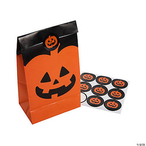 Jack-O'-Lantern Treat Bags with Stickers (48pk)