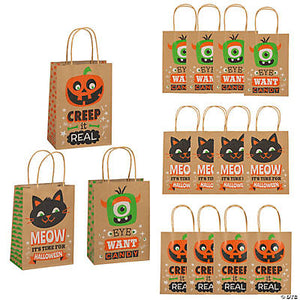 Medium Halloween Character Print Gift Bags (12pk)