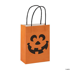 Medium Jack-O’-Lantern Kraft Paper Gift Bags (12pk)