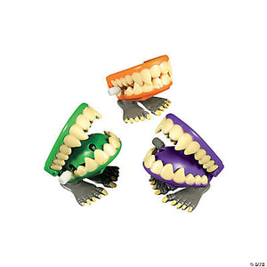 Plastic Monster Wind-Up Chomping Teeth (12pk)